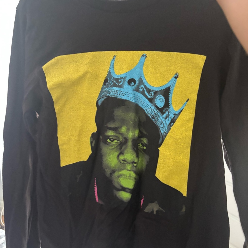 Black Graphic Long Sleeve Shirt with Crown Design